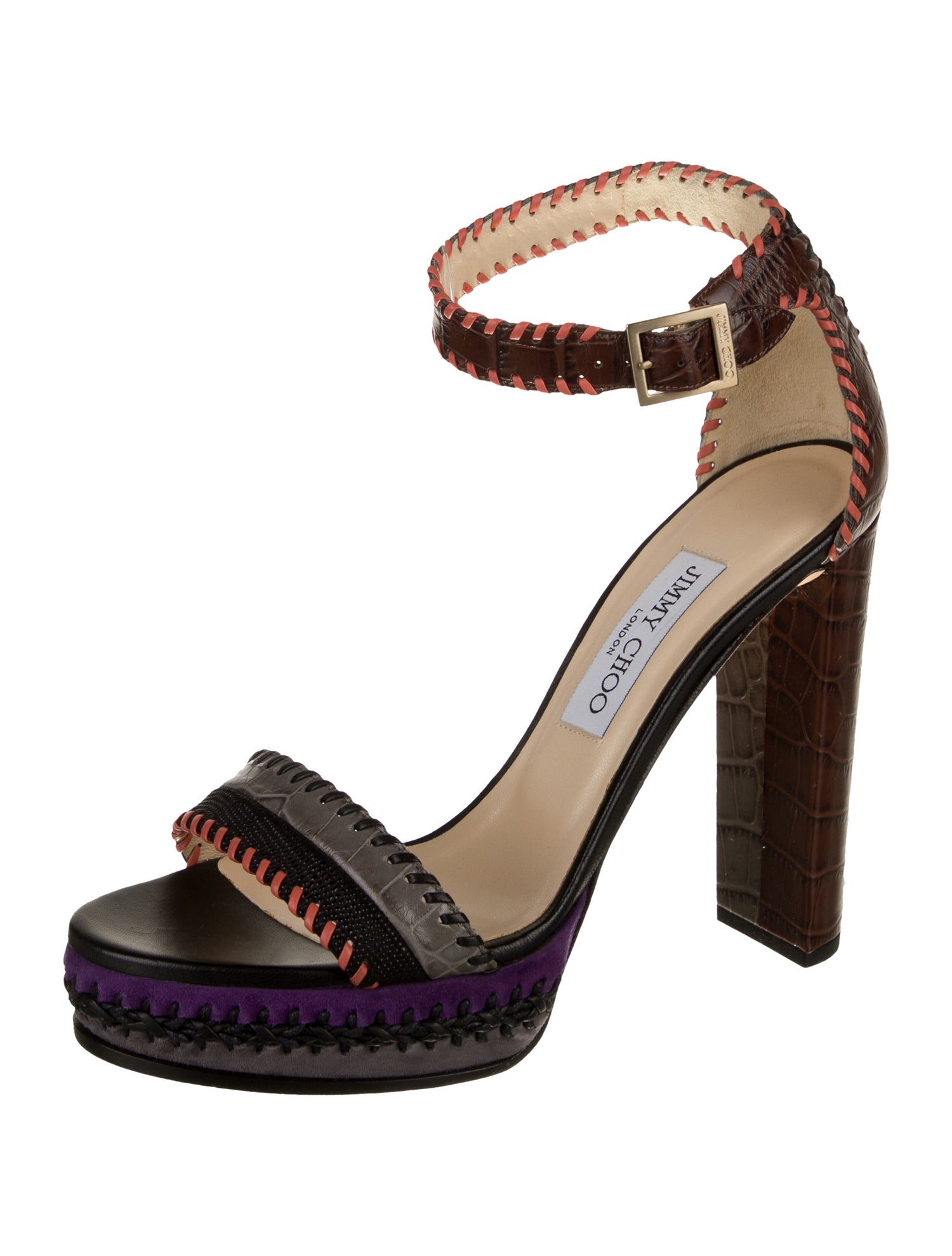 Jimmy Choo Embossed Leather Printed Sandals