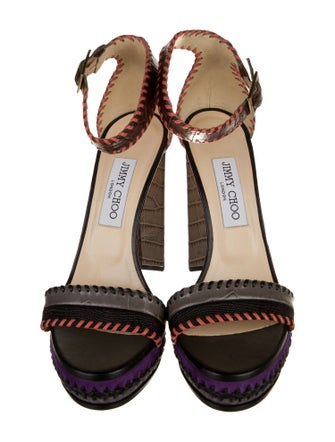 Jimmy Choo Embossed Leather Printed Sandals