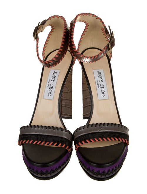 Jimmy Choo Embossed Leather Printed Sandals