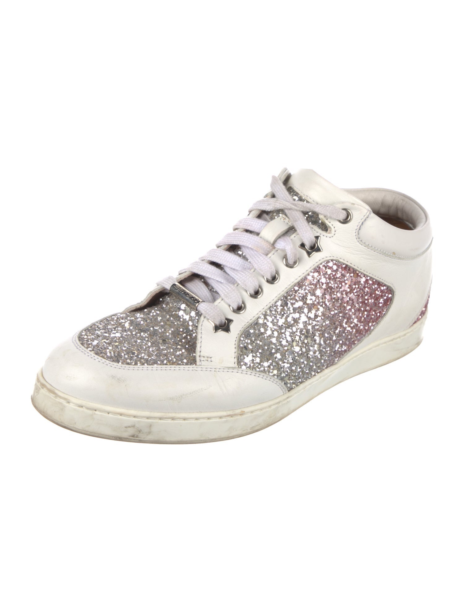 Jimmy Choo Leather Colorblock Pattern Sneakers