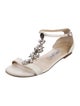 Jimmy Choo Leather Crystal Embellishments T-Strap Sandals