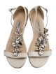 Jimmy Choo Leather Crystal Embellishments T-Strap Sandals