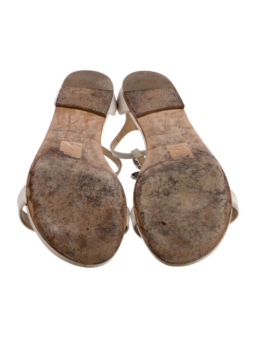 Jimmy Choo Leather Crystal Embellishments T-Strap Sandals