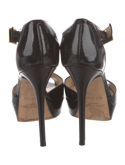 Jimmy Choo Patent Leather Animal Print T-Strap Sandals