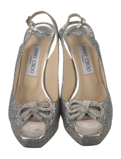 Jimmy Choo Glitter Bow Accents Slingback Pumps