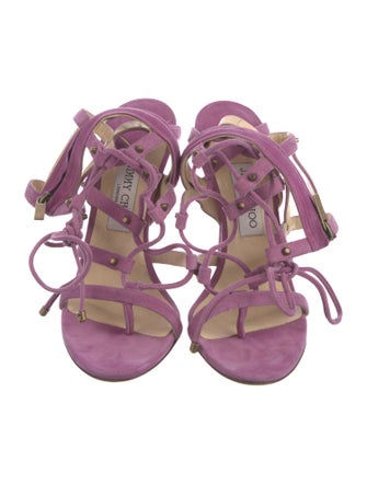 Jimmy Choo Suede Studded Accents Gladiator Sandals