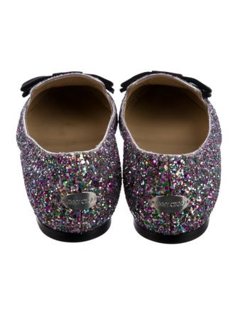 Jimmy Choo Glitter Bow Accents Loafers