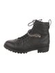 Jimmy Choo Leather Crystal Embellishments Combat Boots