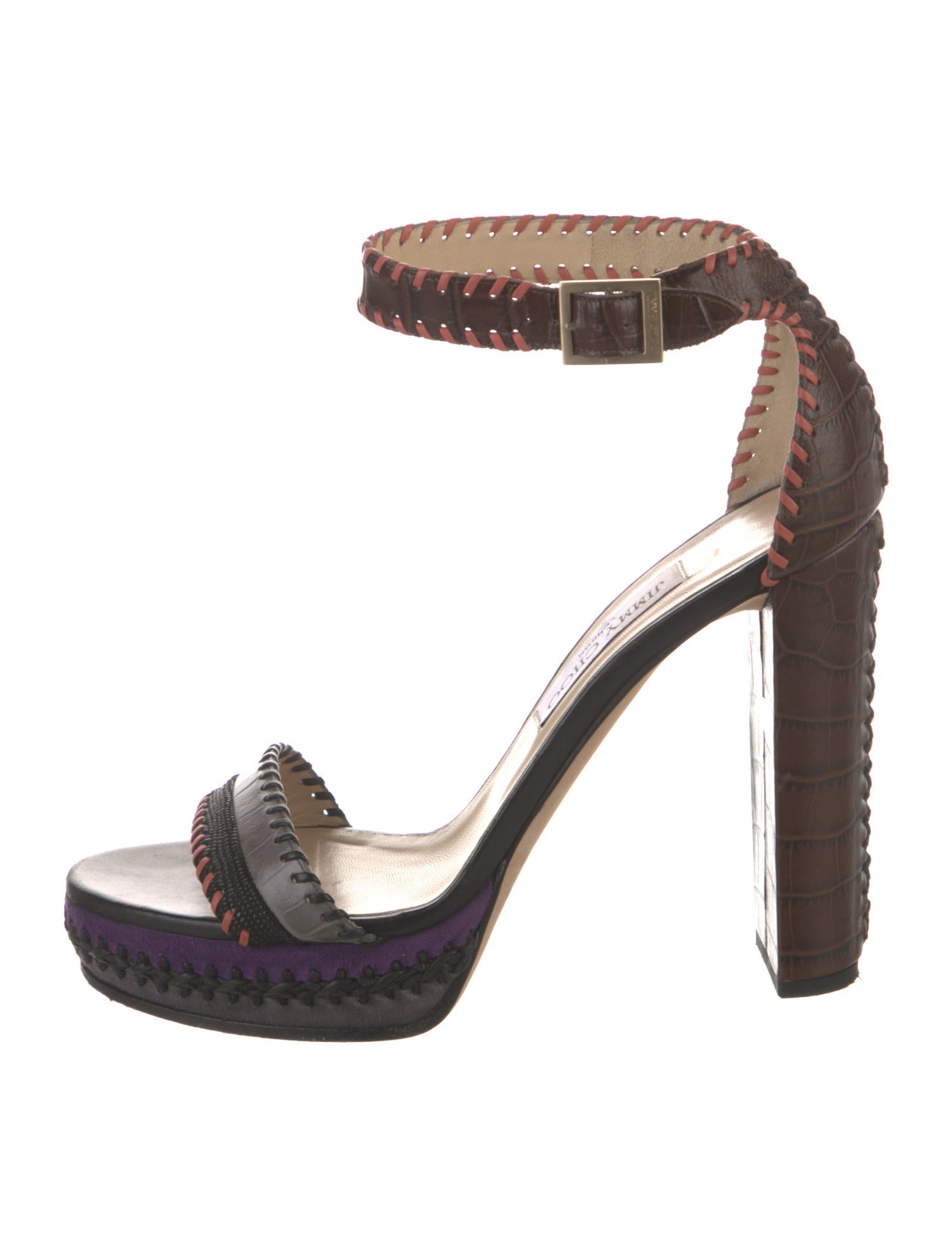 Jimmy Choo Embossed Leather Printed Sandals