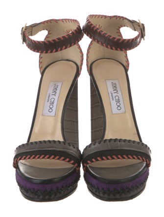 Jimmy Choo Embossed Leather Printed Sandals