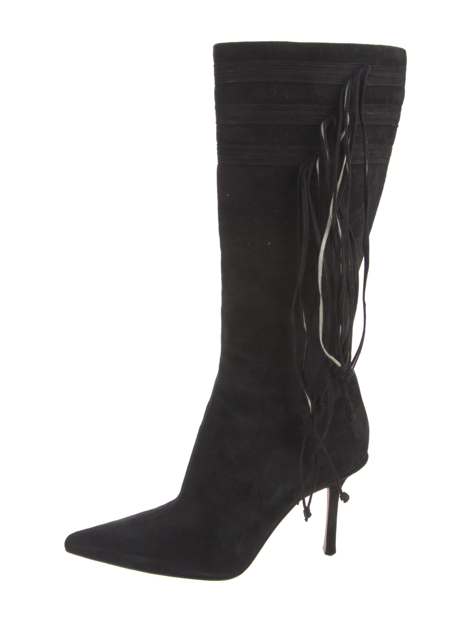 Jimmy Choo Suede Fringe Trim Accent Boots