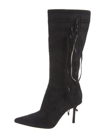 Jimmy Choo Suede Fringe Trim Accent Boots