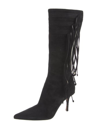 Jimmy Choo Suede Fringe Trim Accent Boots