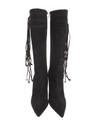 Jimmy Choo Suede Fringe Trim Accent Boots