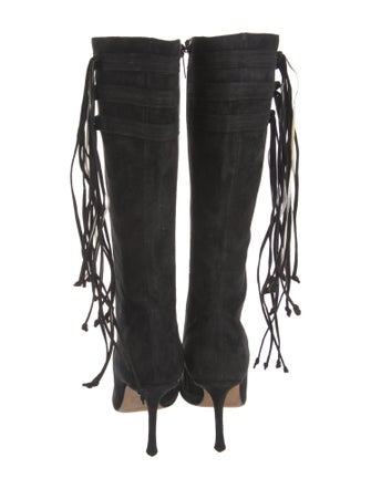 Jimmy Choo Suede Fringe Trim Accent Boots