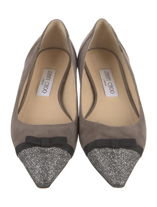 Jimmy Choo Suede Glitter Accents Ballet Flats