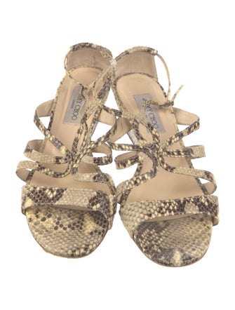Jimmy Choo Embossed Leather Animal Print Sandals