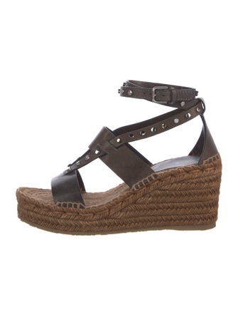 Jimmy Choo Leather Studded Accents Espadrilles