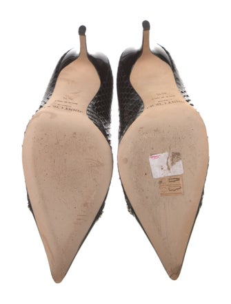 Jimmy Choo Snakeskin Chain-Link Accents Pumps