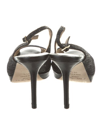 Jimmy Choo Glitter Leather Trim Embellishment Slingback Pumps