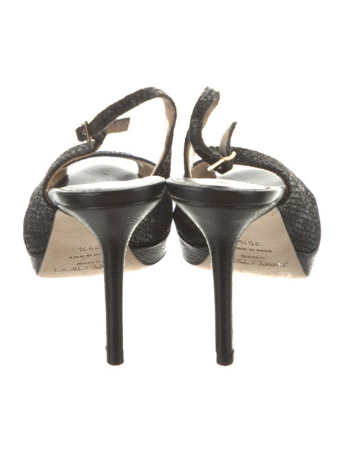 Jimmy Choo Glitter Leather Trim Embellishment Slingback Pumps