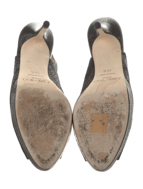 Jimmy Choo Glitter Leather Trim Embellishment Slingback Pumps