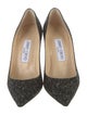 Jimmy Choo Glitter Leather Trim Embellishment Pumps