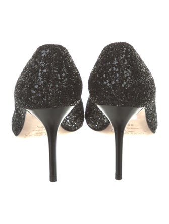 Jimmy Choo Glitter Leather Trim Embellishment Pumps