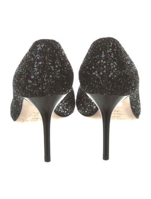 Jimmy Choo Glitter Leather Trim Embellishment Pumps