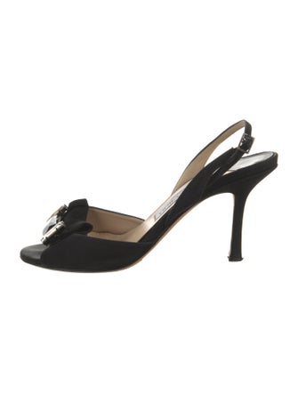 Jimmy Choo Satin Crystal Embellishments Slingback Sandals