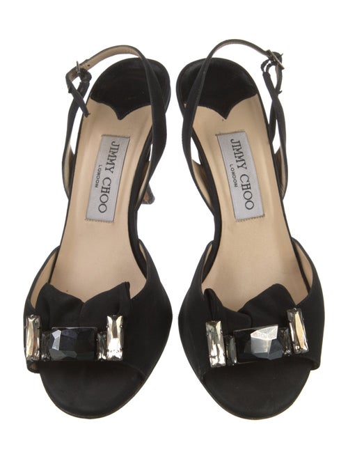Jimmy Choo Satin Crystal Embellishments Slingback Sandals