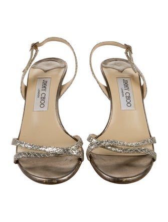 Jimmy Choo Glitter Glitter Accents Slingback Sandals