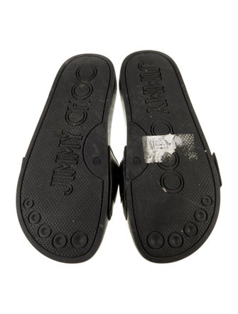 Jimmy Choo Leather Crystal Embellishments Slides
