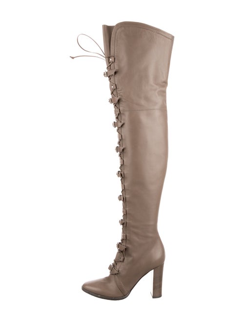 Jimmy Choo Leather Studded Accents Lace-Up Boots