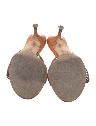 Jimmy Choo Leather Colorblock Pattern Slides