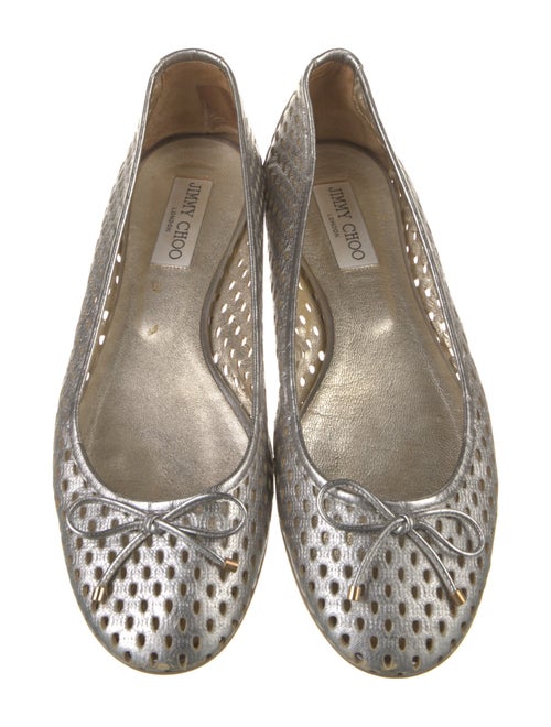 Jimmy Choo Leather Bow Accents Ballet Flats