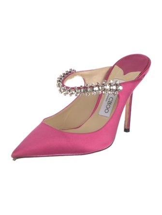 Jimmy Choo Satin Crystal Embellishments Mules