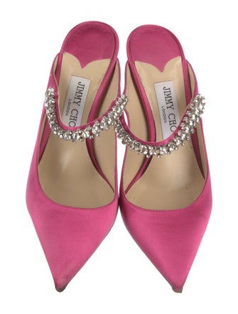Jimmy Choo Satin Crystal Embellishments Mules