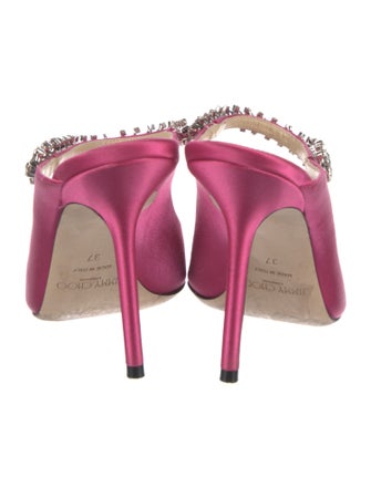 Jimmy Choo Satin Crystal Embellishments Mules