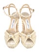 Jimmy Choo Faux Pearl Accents Satin Sandals