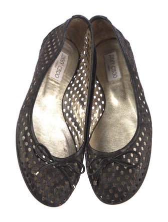 Jimmy Choo Leather Lasercut Accents Ballet Flats
