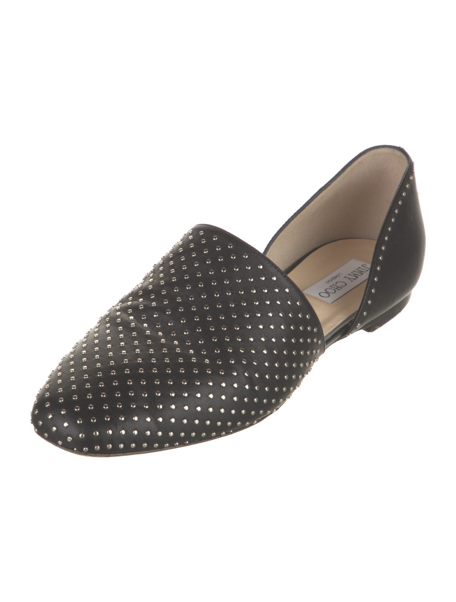 Jimmy Choo Leather Studded Accents D'Orsay Flats