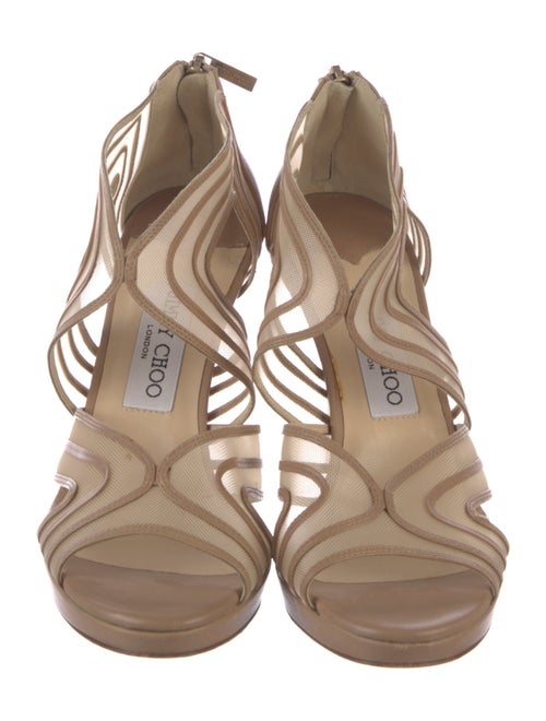 Jimmy Choo Leather Mesh Accents Sandals