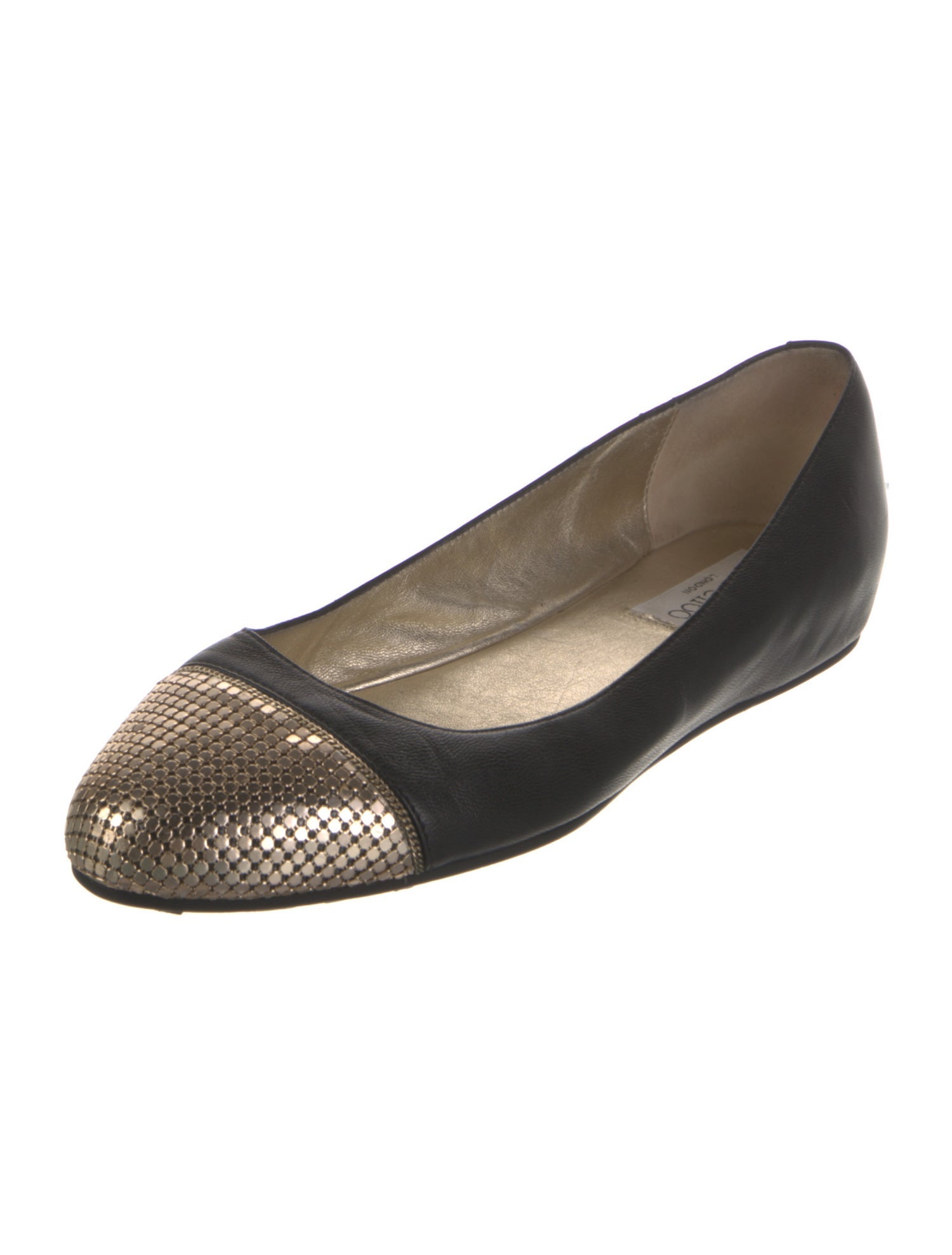 Jimmy Choo Leather Colorblock Pattern Ballet Flats