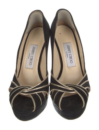 Jimmy Choo Suede Glitter Accents Pumps