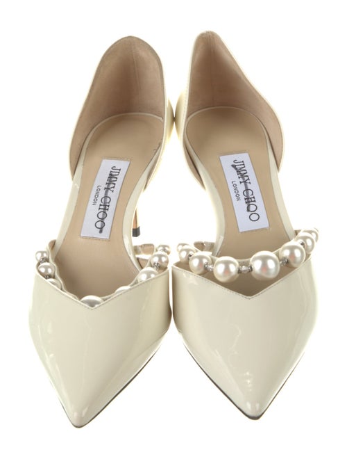Jimmy Choo Faux Pearl Accents Patent Leather D'Orsay Pumps