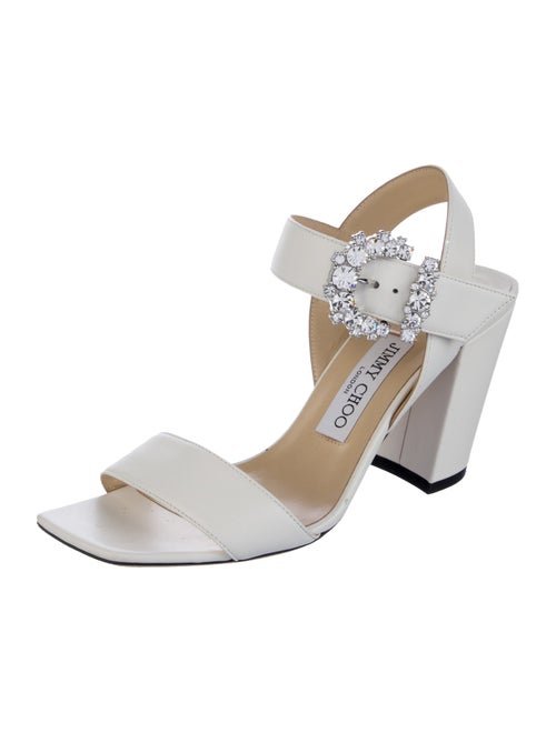 Jimmy Choo Leather Crystal Embellishments Sandals