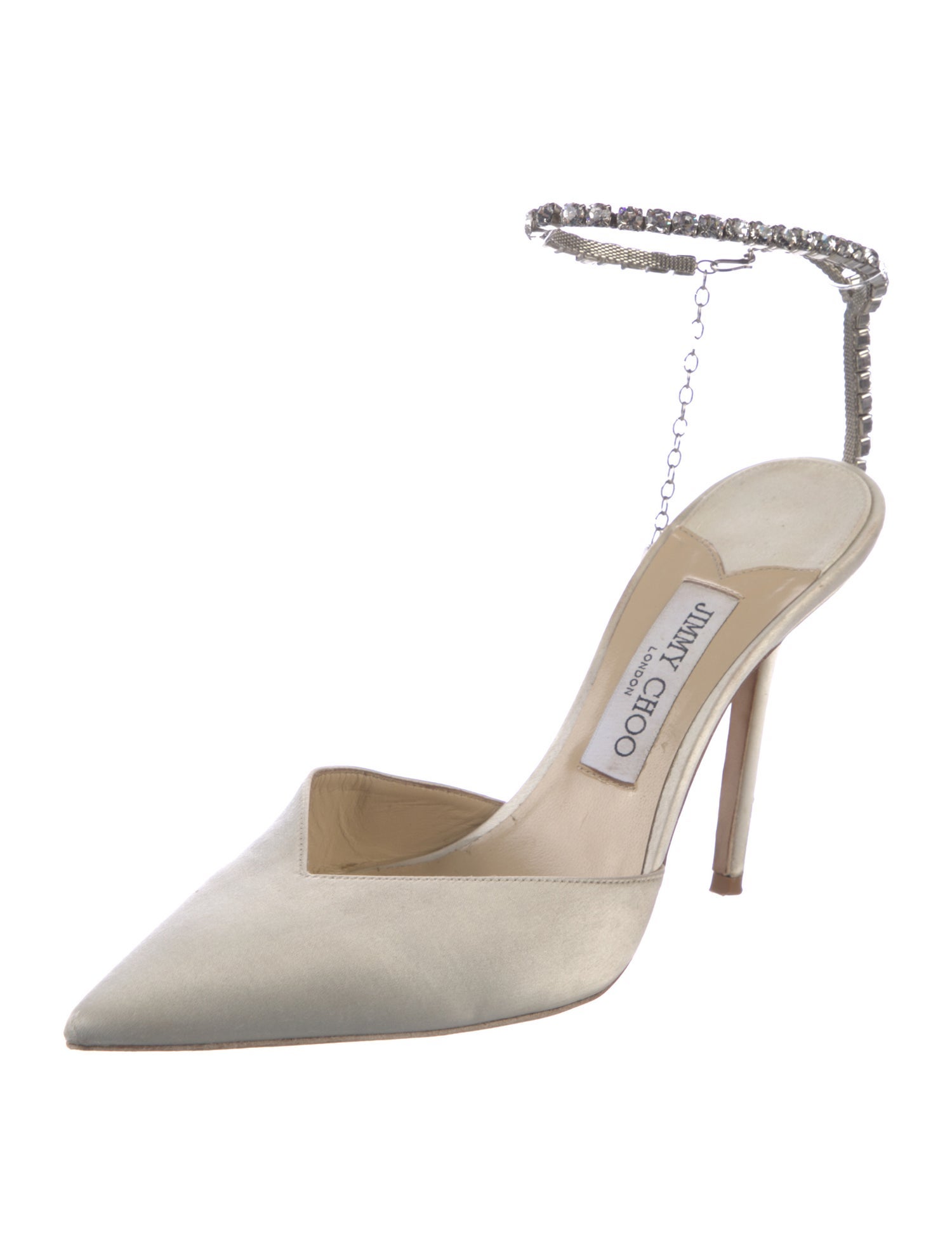 Jimmy Choo Satin Crystal Embellishments D'Orsay Pumps