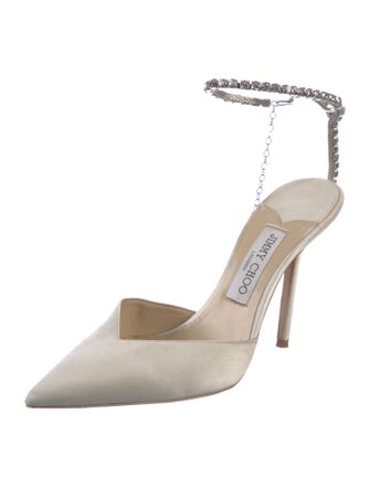 Jimmy Choo Satin Crystal Embellishments D'Orsay Pumps