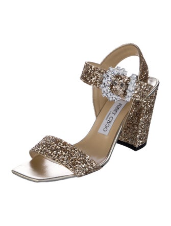 Jimmy Choo Glitter Glitter Accents Slingback Sandals